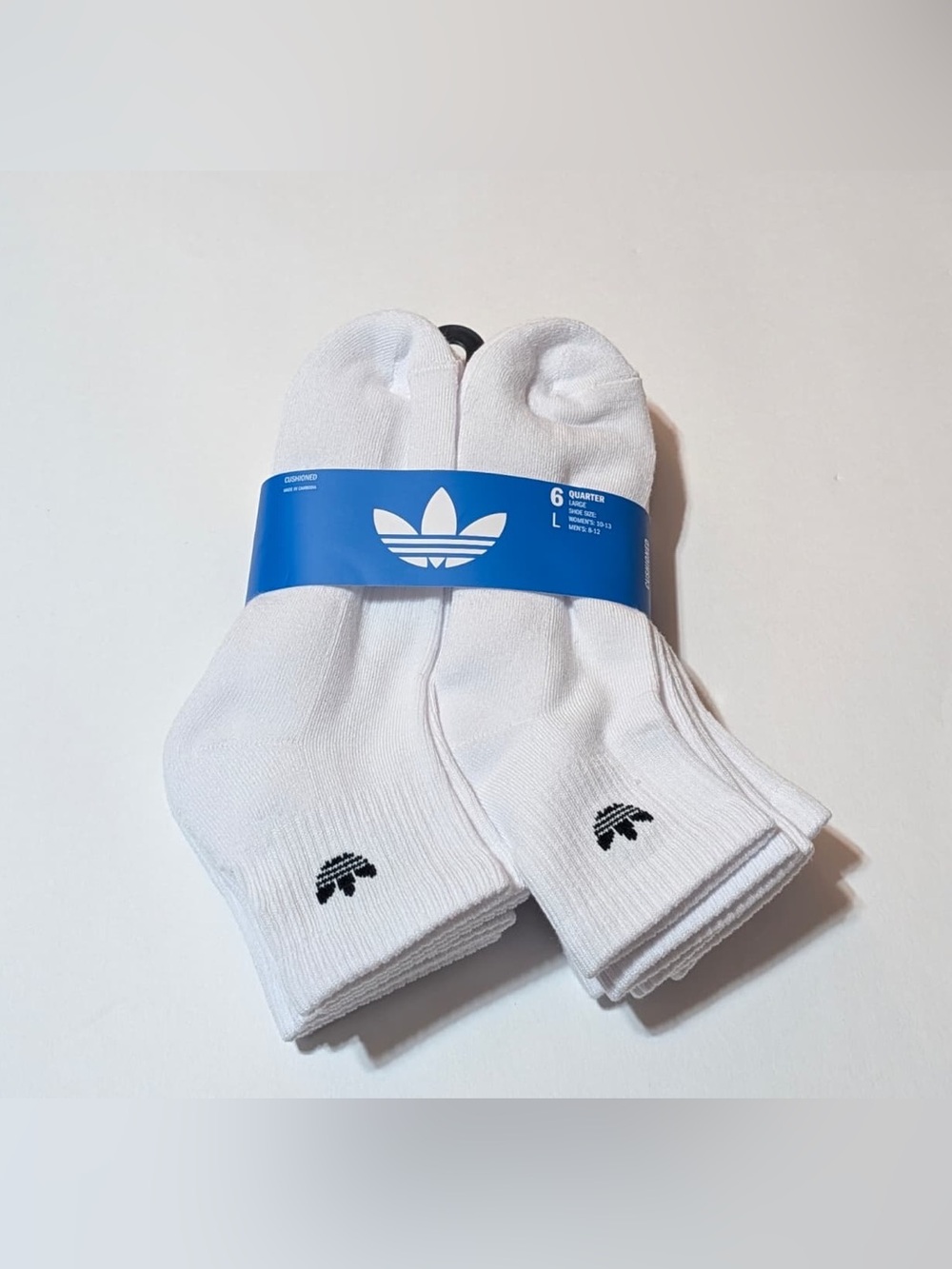 Adidas originals Athletic Sport Cushioned quarter Socks trefoil logo size large